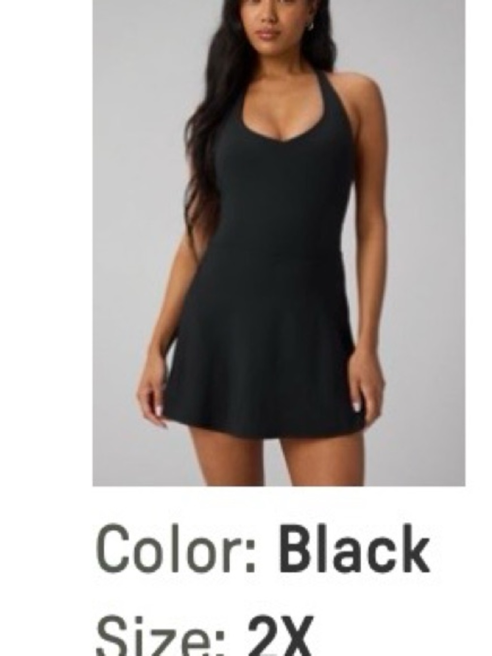 Fabletics- PureLuxe Black Halter Neck Athletic Mini Dress